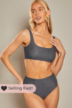 Scoop Neck Polka Dot Bikini Top