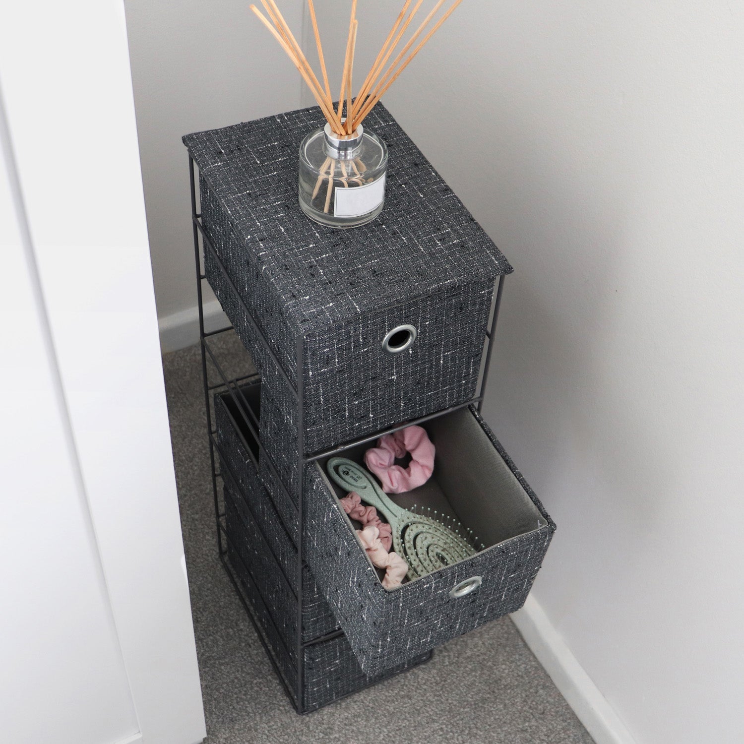 Shadow 4 Drawer Narrow Fabric Storage Tower