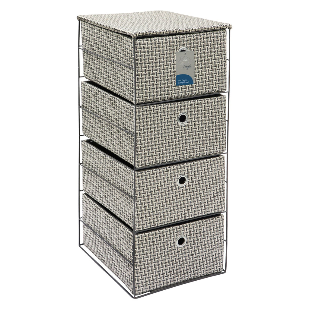 Silva 4 Drawer Wide Fabric Storage Tower