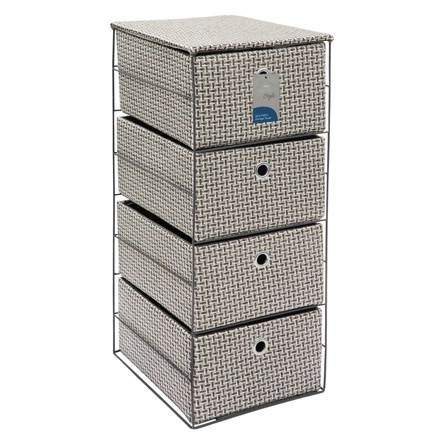 Silva 4 Drawer Wide Fabric Storage Tower