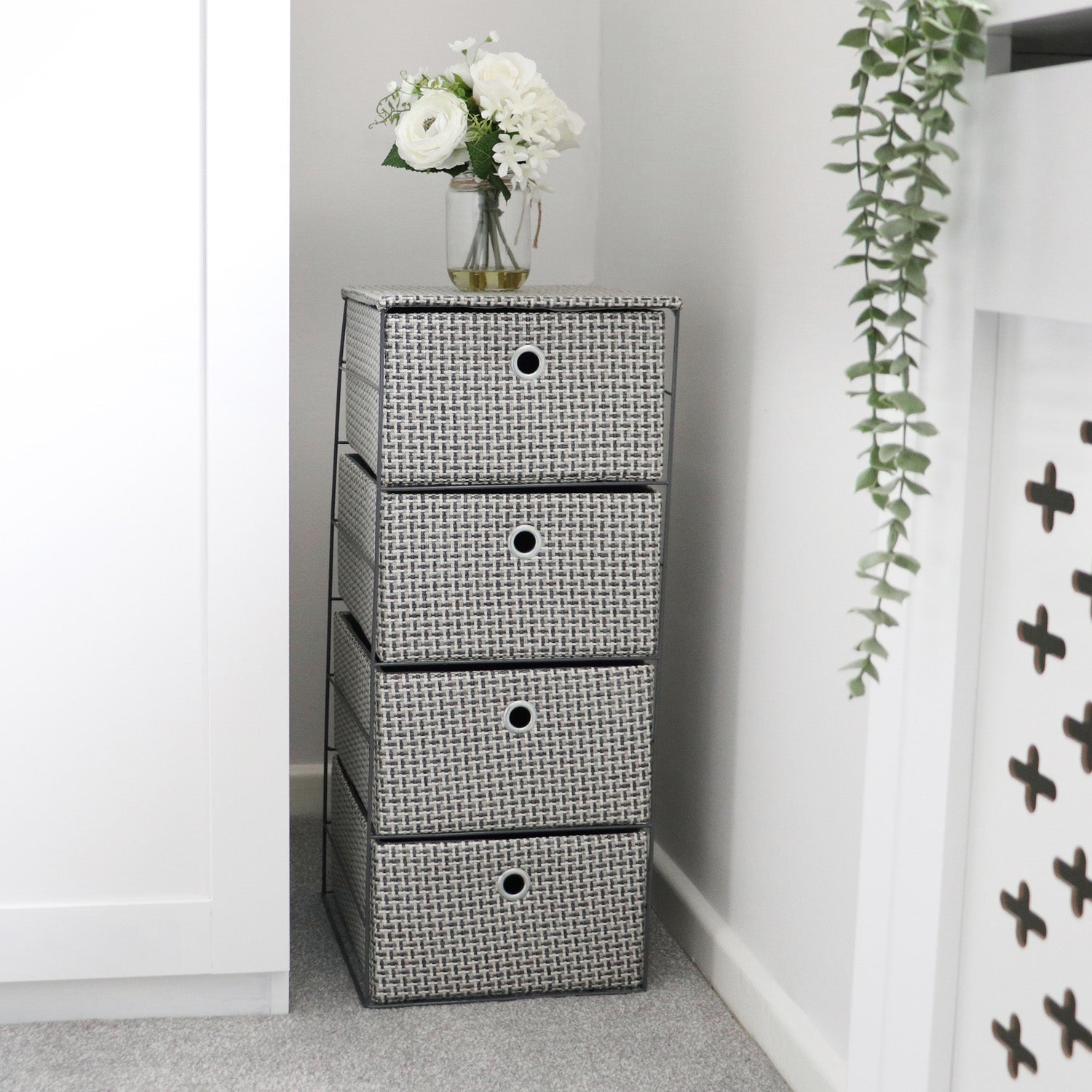 Silva 4 Drawer Wide Fabric Storage Tower