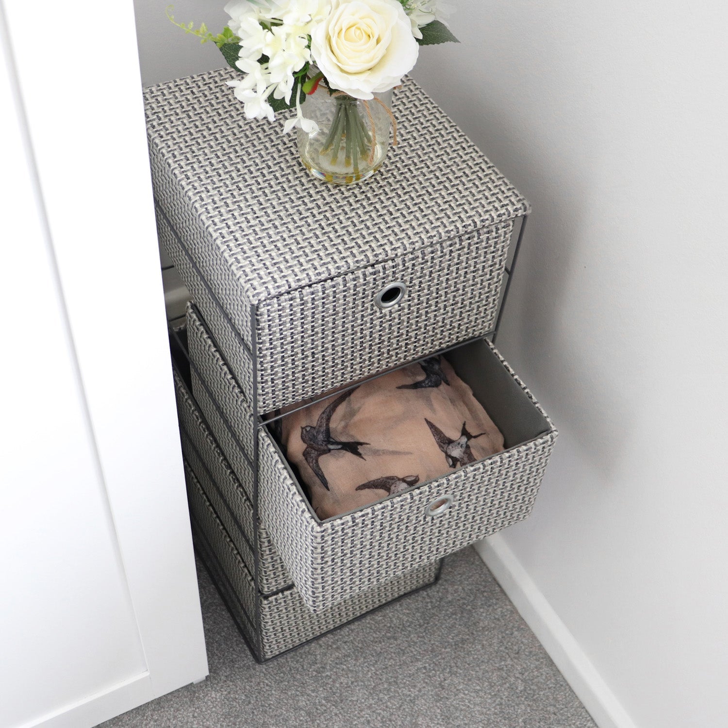 Silva 4 Drawer Wide Fabric Storage Tower