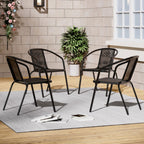 Set of 4 Black PE Rattan Stacking Garden Chairs