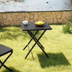 Black Square Rattan Outdoor Bistro Folding Table