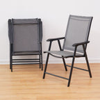 Set of 2 Metal Frame Fabric Foldable Chairs