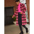 Chi Chi London Single Breasted Check Coat in Pink