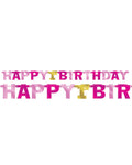 Pink Happy 1st Birthday Paper Letter Banner - 2.1m