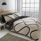 Catherine Lansfield Linear Curve Black Geometric Reversible Duvet Set
