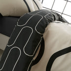 Catherine Lansfield Linear Curve Black Geometric Reversible Duvet Set