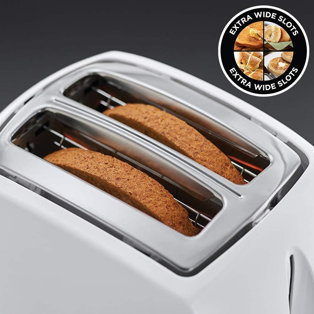 21640 Russell Hobbs Textures 2 Slice Toaster White - Beales department store