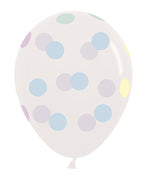 Crystal Clear Large Pastel Dots - 12" Latex Balloons (25pk)