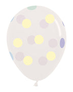 Crystal Clear Large Pastel Dots - 12" Latex Balloons (25pk)