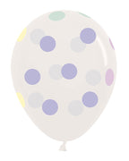 Crystal Clear Large Pastel Dots - 12" Latex Balloons (25pk)