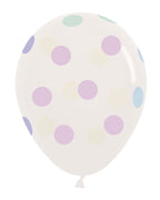 Crystal Clear Large Pastel Dots - 12" Latex Balloons (25pk)