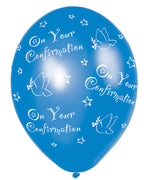 Confirmation Blue Printed - 11" Latex Balloons (6pk)