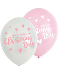 Pink Christening Day 11" Latex Balloons (6pk)