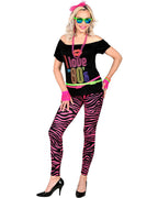 80s Pink Zebra Leggings - Adult Costume
