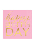 Confetti Fun Pink Happy Birthday Paper Napkins 33cm (16pk)