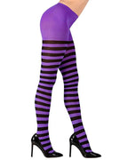 Black & Purple Striped Tights - Adult