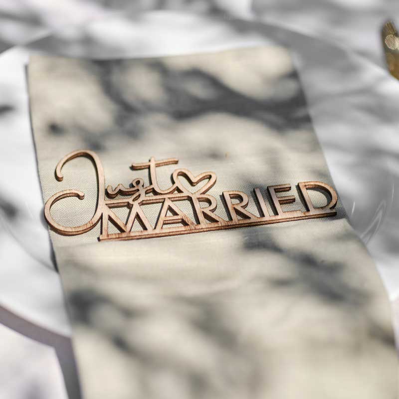 Wooden Just Married Table Decor - 14cm (6pk)