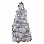 Silver, Chrome & Confetti Balloon Christmas Tree - 110 Balloons