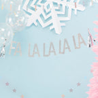 Silver Glitter Fa La La Paper Bunting with Tassles - 1.5m