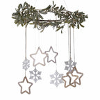 Gold Metal Hoop with Foliage & Wooden Hanging Decorations - 40cm
