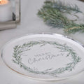 Silver Wreath Merry Christmas Paper Plates - 25cm (8pk)