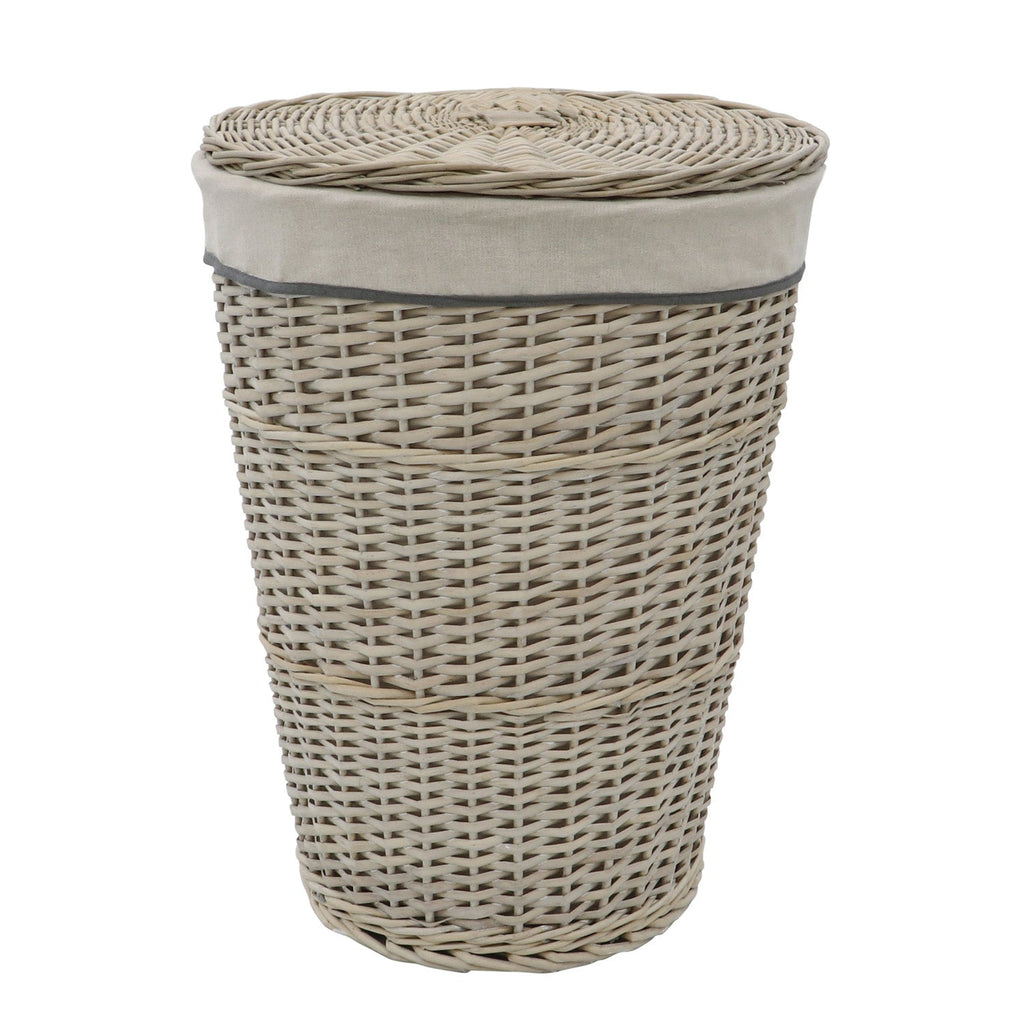 Arianna Antique Wash Round Willow Laundry Basket