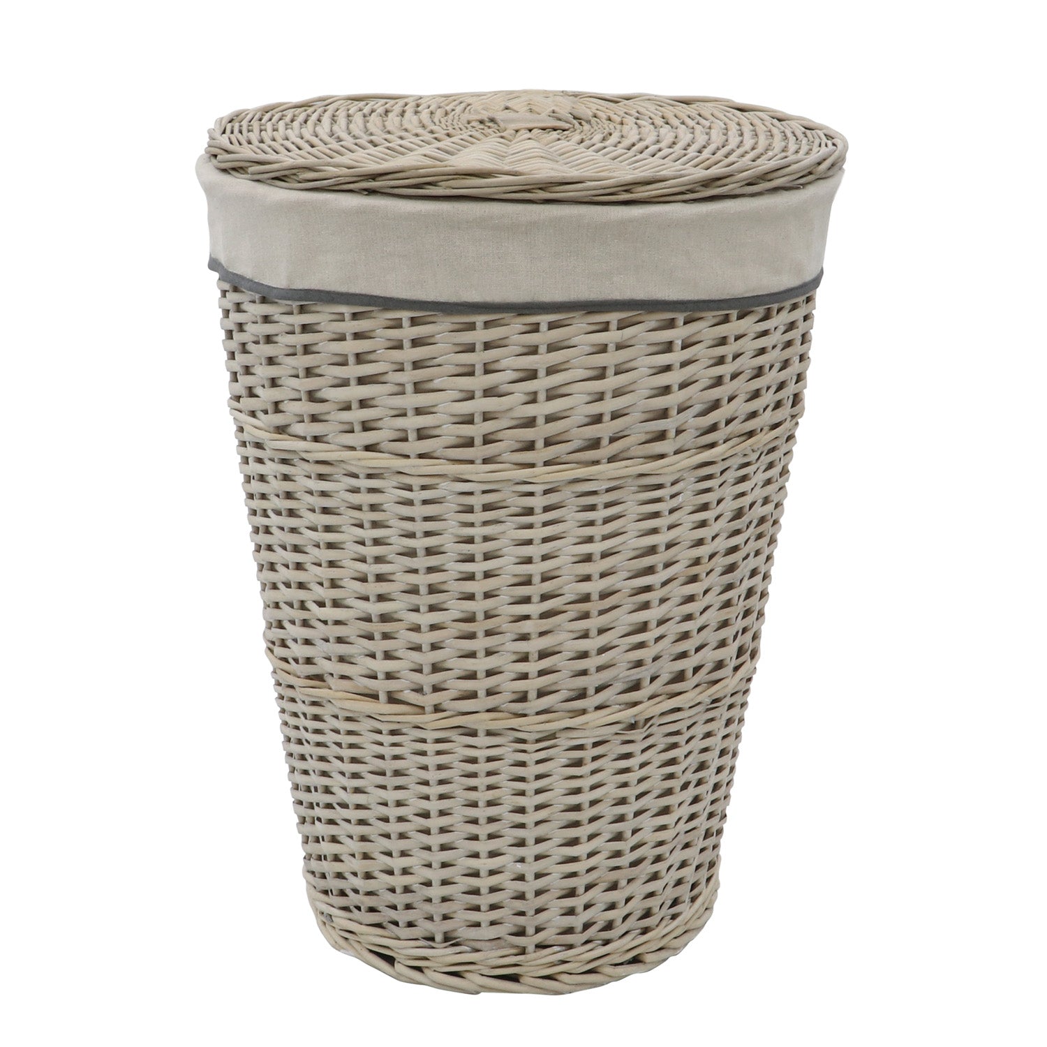 Arianna Antique Wash Round Willow Laundry Basket