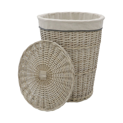 Arianna Antique Wash Round Willow Laundry Basket