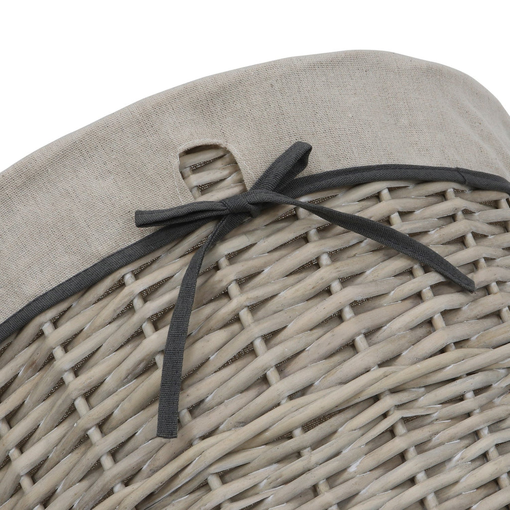 Arianna Antique Wash Round Willow Laundry Basket
