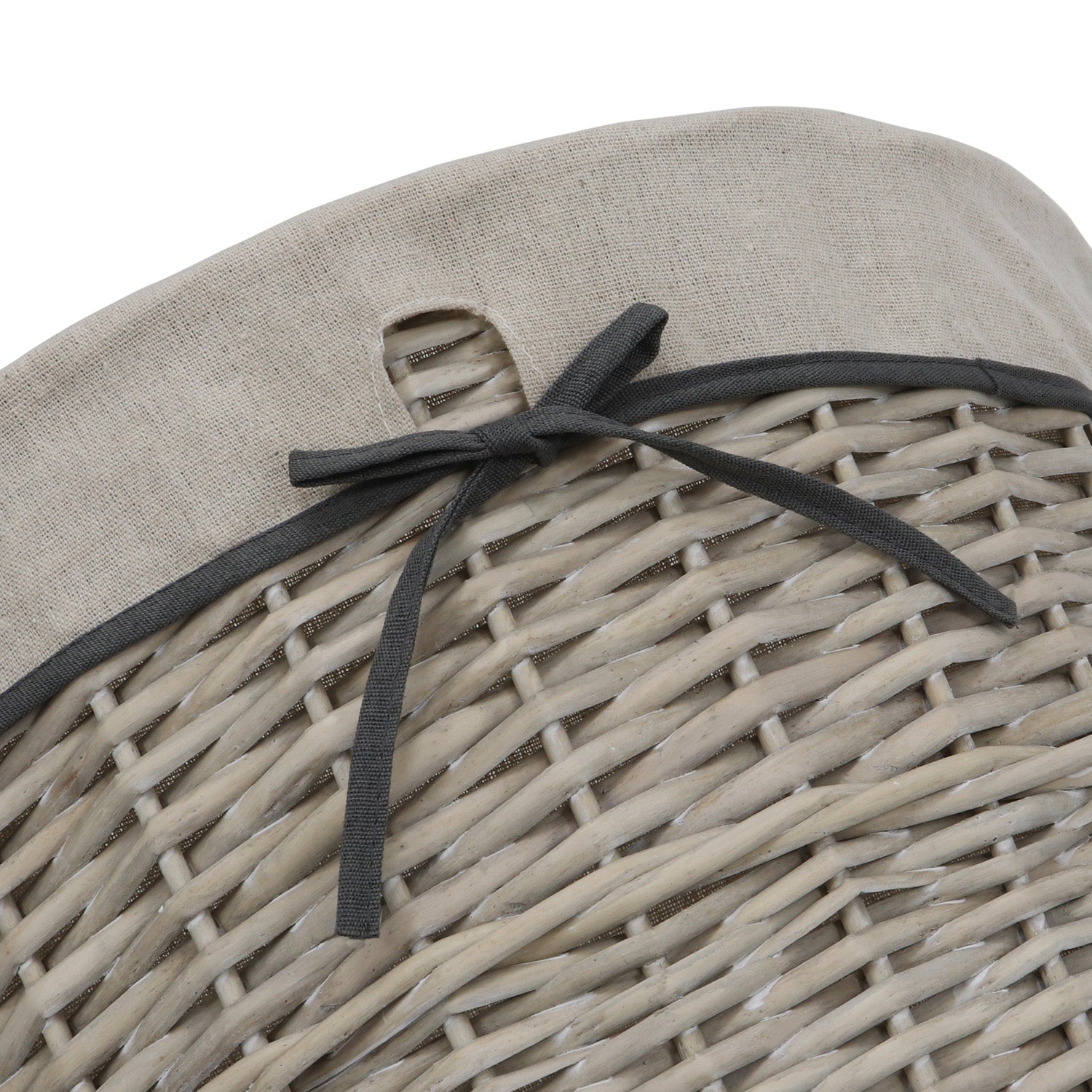 Arianna Antique Wash Round Willow Laundry Basket