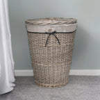 Arianna Antique Wash Round Willow Laundry Basket