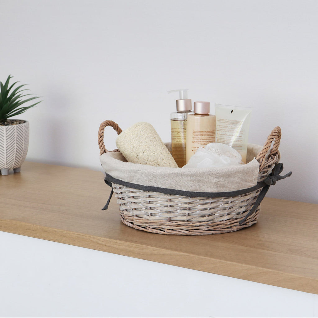 Arianna Antique Wash Round Willow Storage Basket