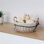 Arianna Antique Wash Round Willow Storage Basket