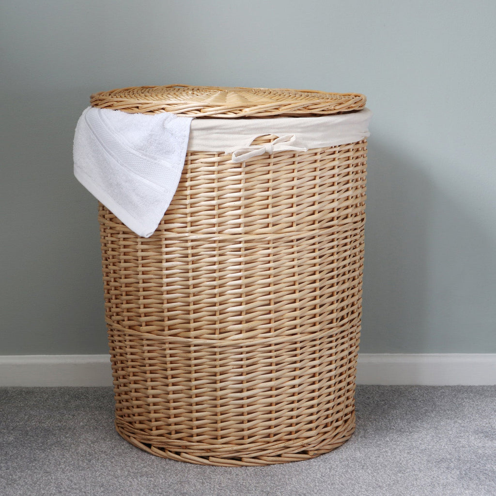 Acacia Honey Willow Round Laundry Baskets and Bins Set