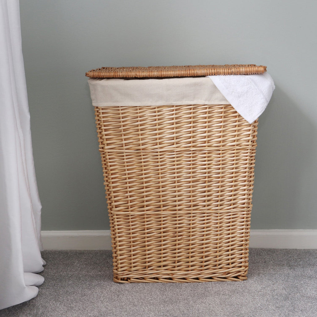 Acacia Honey Rectangular Willow Laundry Basket