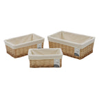 Acacia Honey Set of 3 Rectangular Willow Storage Baskets