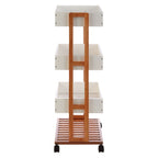 Nostra 4 Tier Bamboo and White Storage Trolley