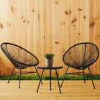 Miami Black Rattan 3 Piece Patio Set