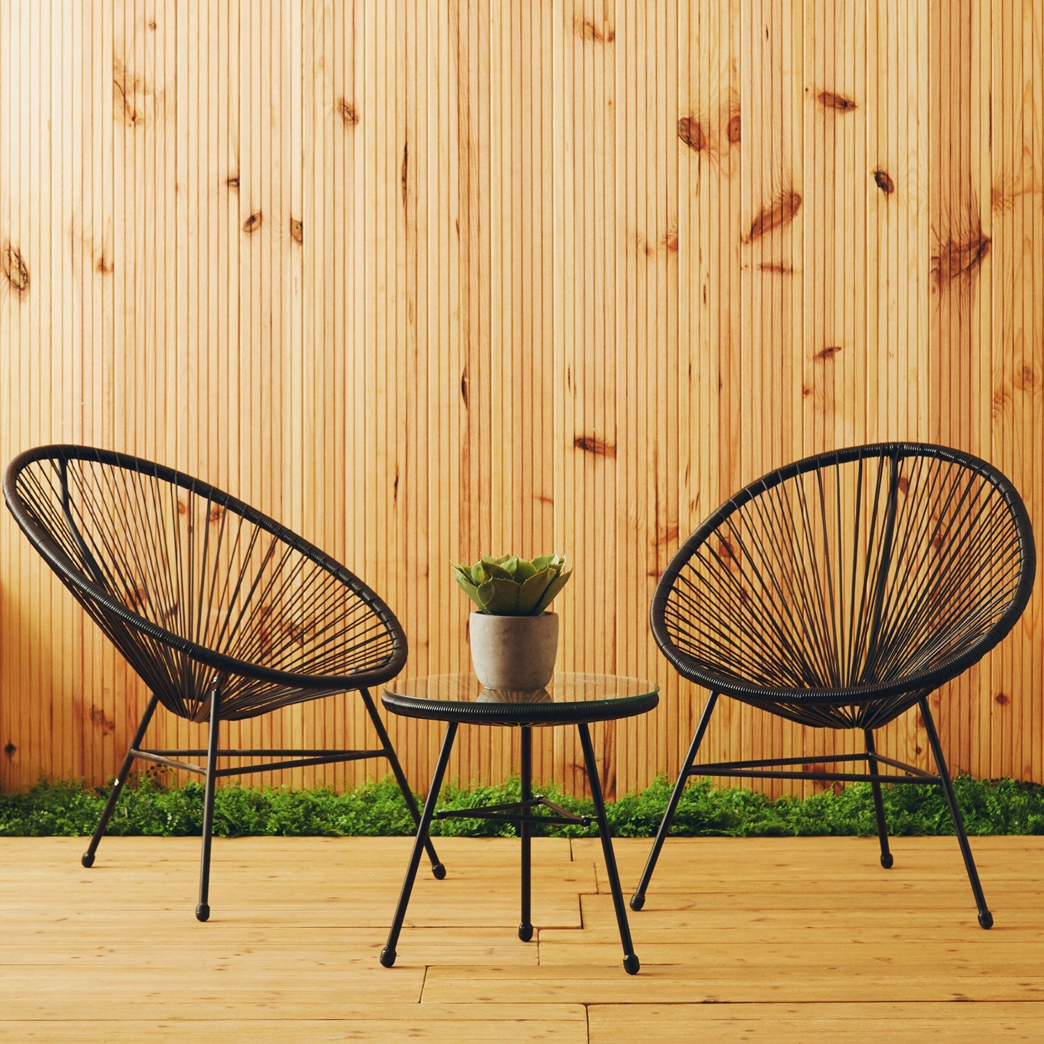 Miami Black Rattan 3 Piece Patio Set