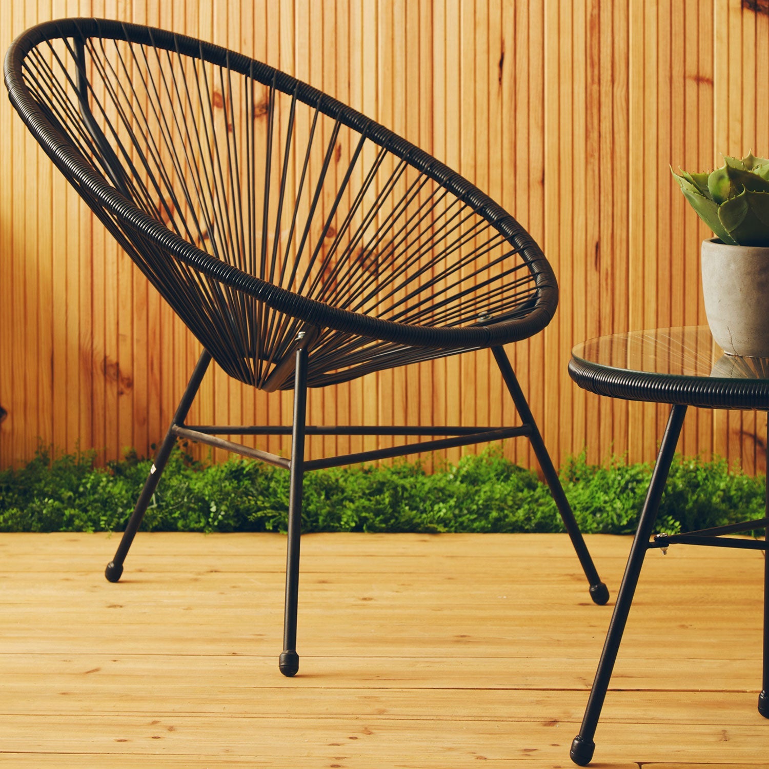 Miami Black Rattan 3 Piece Patio Set
