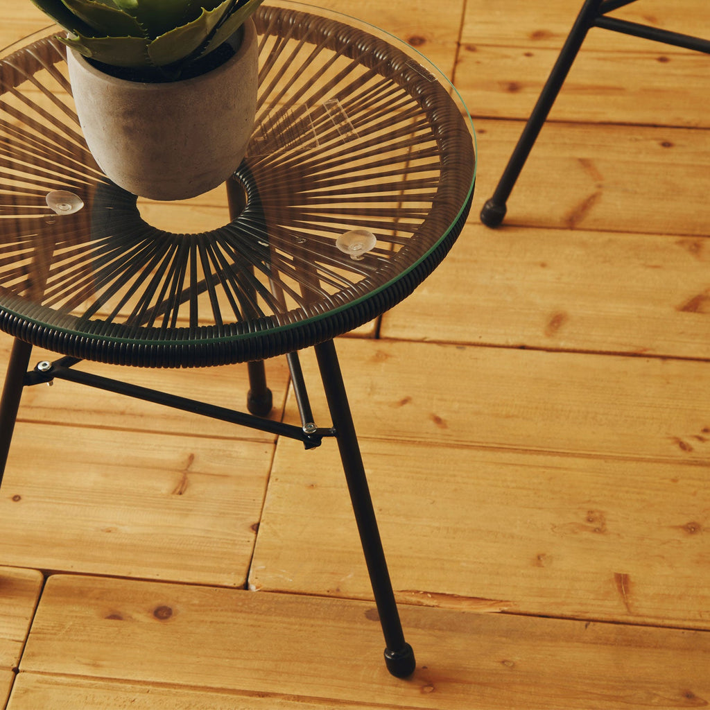 Miami Black Rattan 3 Piece Patio Set