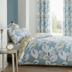 Catherine Lansfield Inga Leaf Teal Reversible Duvet Set