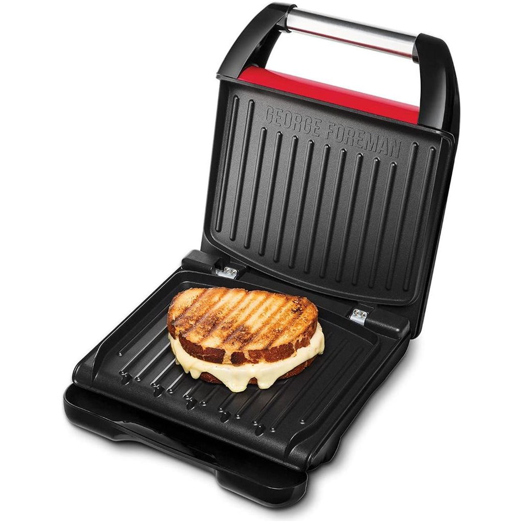 25030 George Foreman Steel Compact Grill Red - Beales department store