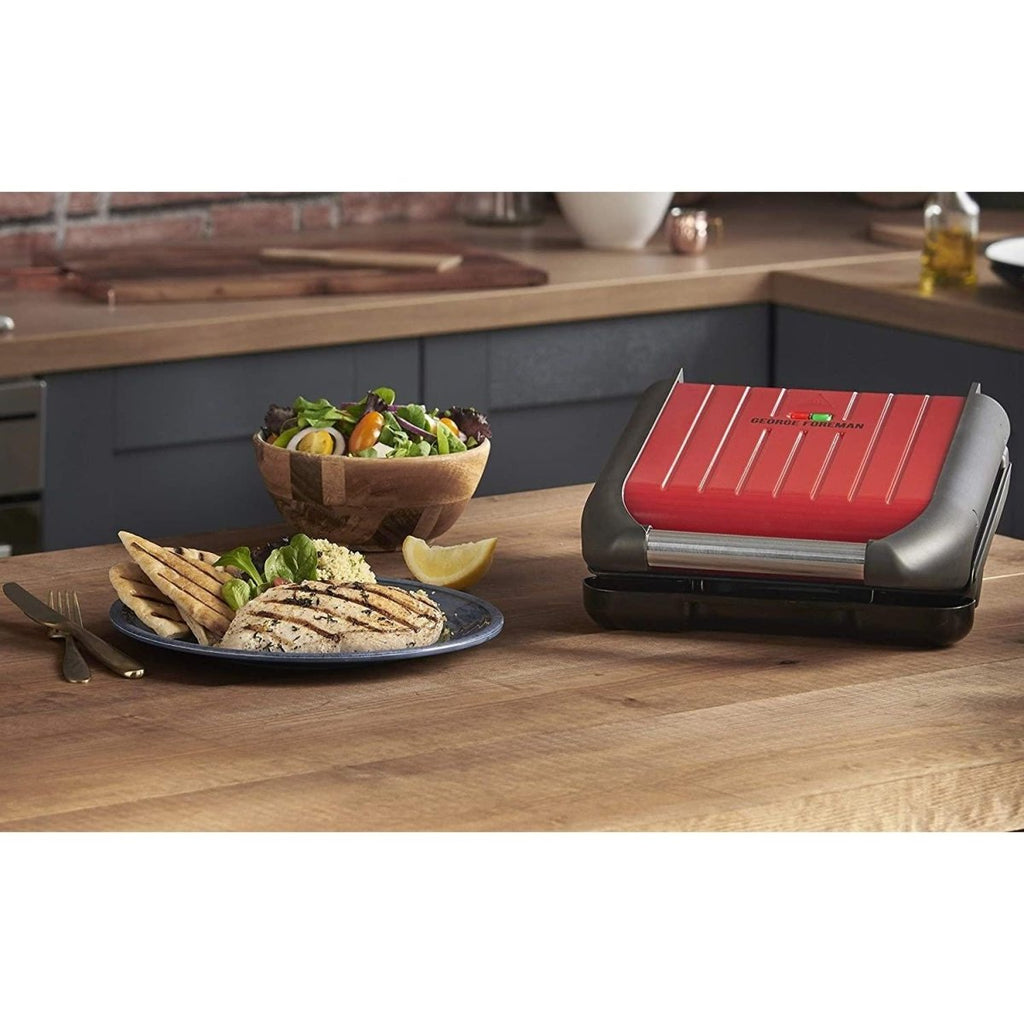 25030 George Foreman Steel Compact Grill Red - Beales department store