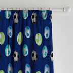 Catherine Lansfield Blue Football Lined Pencil Pleat Curtains
