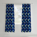 Catherine Lansfield Blue Football Lined Pencil Pleat Curtains