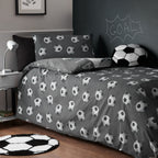 Catherine Lansfield Grey Football Reversible Duvet Set